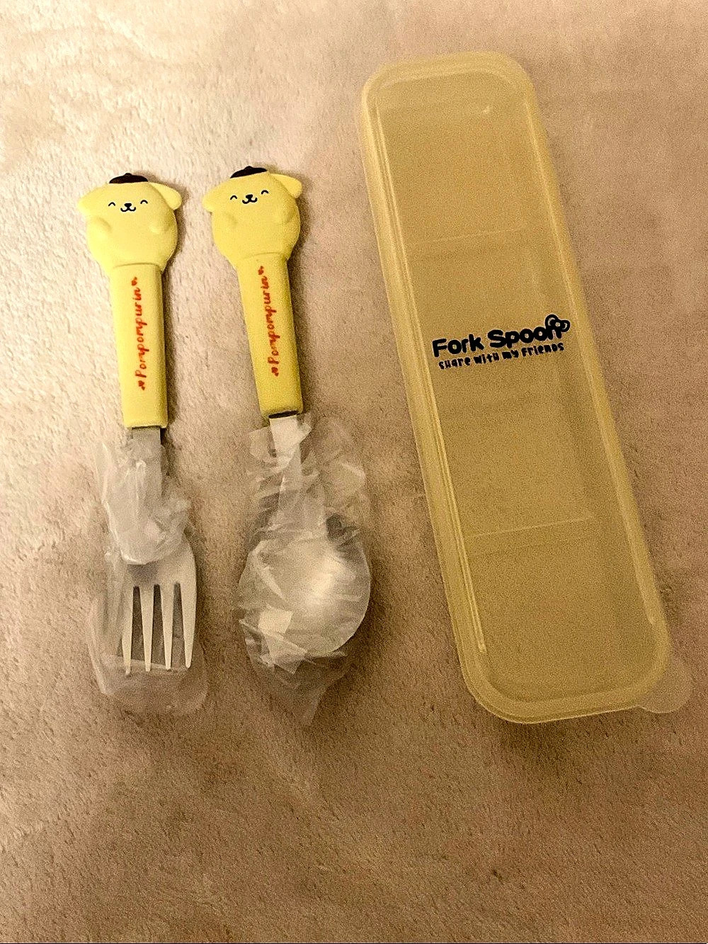 Pusheen Fork Spoon Yellow Set with Case NWT